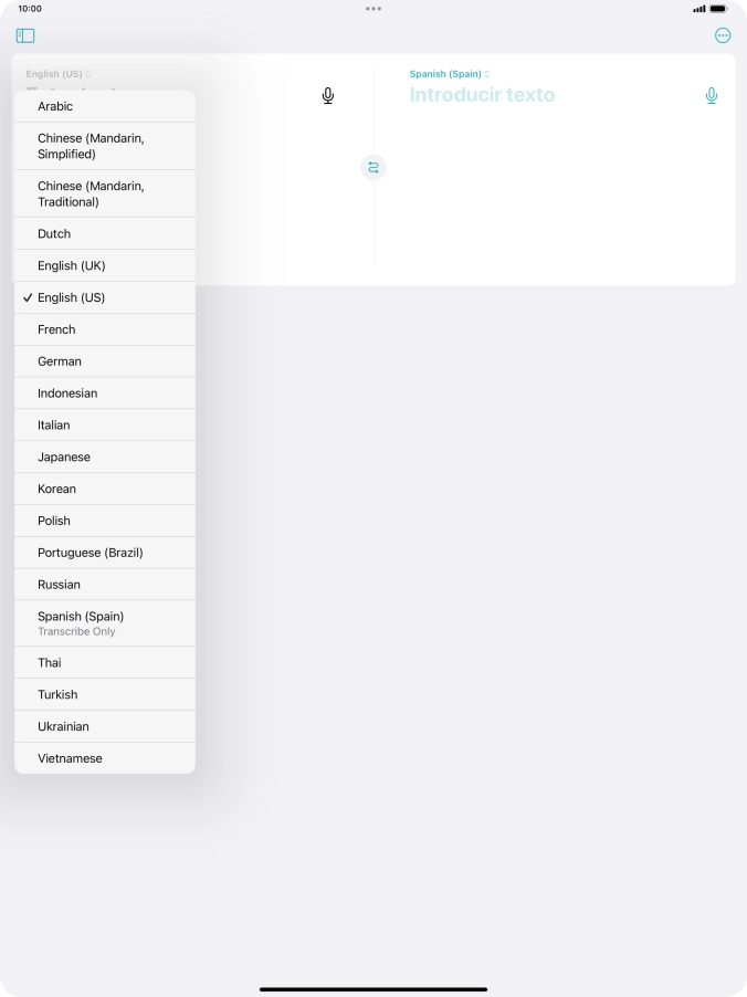 Press the required source language.
