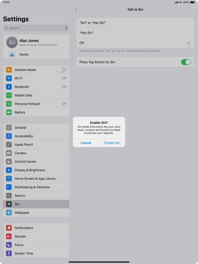 Press Enable Siri.