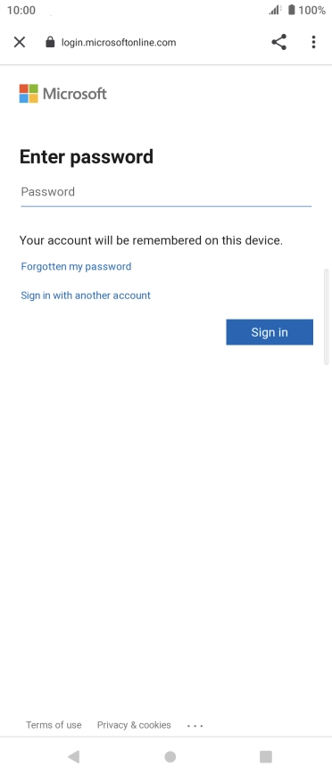 Press Password and key in the password for your email account.