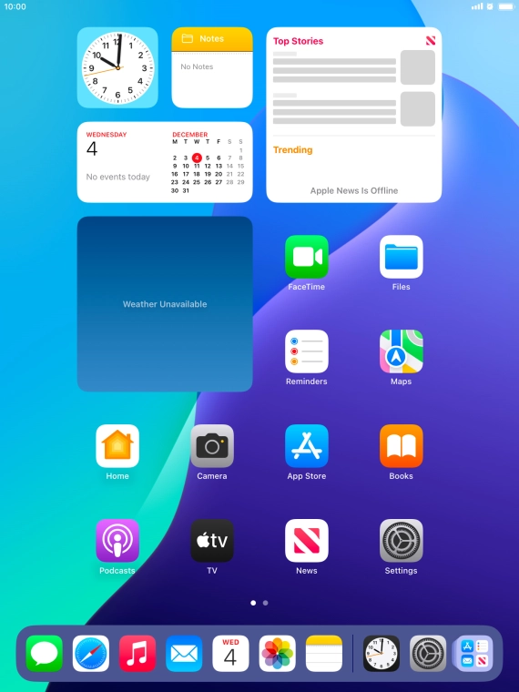 The alarm icon shows that the alarm is set.