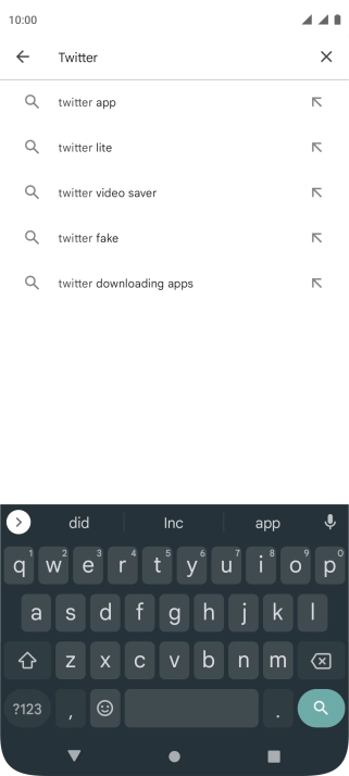 Key in Twitter and press the search icon. Key in Twitter and press the search icon.