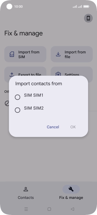 Press the required SIM.