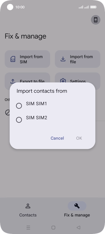 Press the required SIM.
