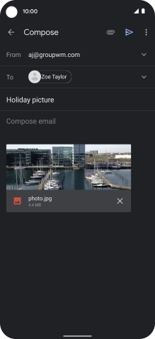 Press the text input field and write the text for your email message.