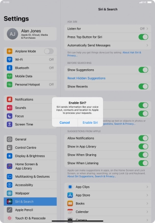 Press Enable Siri.