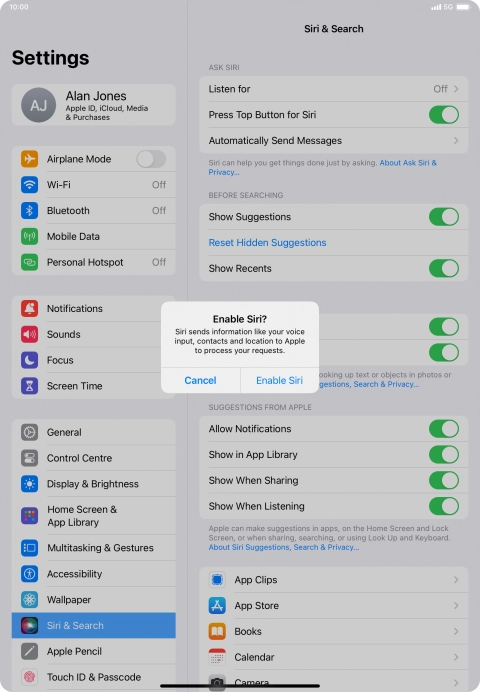 Press Enable Siri.