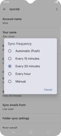 Press the required setting.