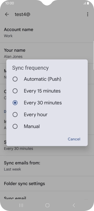 Press the required setting.