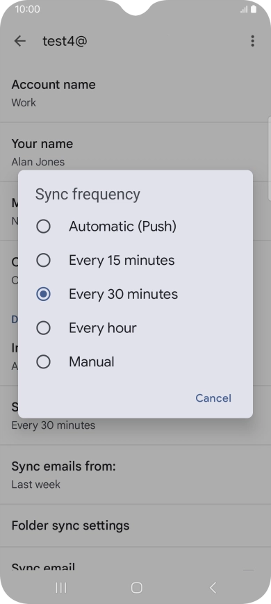 Press the required setting.