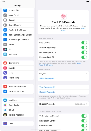 Press the indicators next to the required settings to turn them on or off.