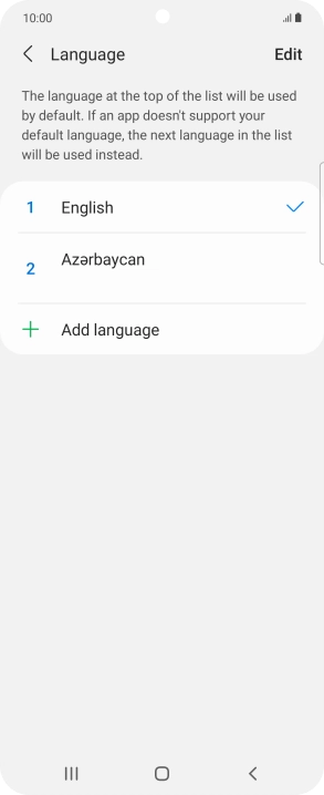 To subsequently select another language as the default language, press the required language.