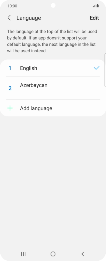 To subsequently select another language as the default language, press the required language.