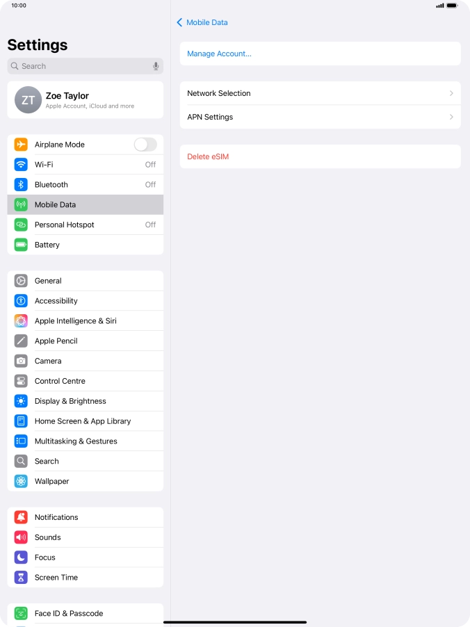 Press Delete eSIM. Press Delete eSIM.