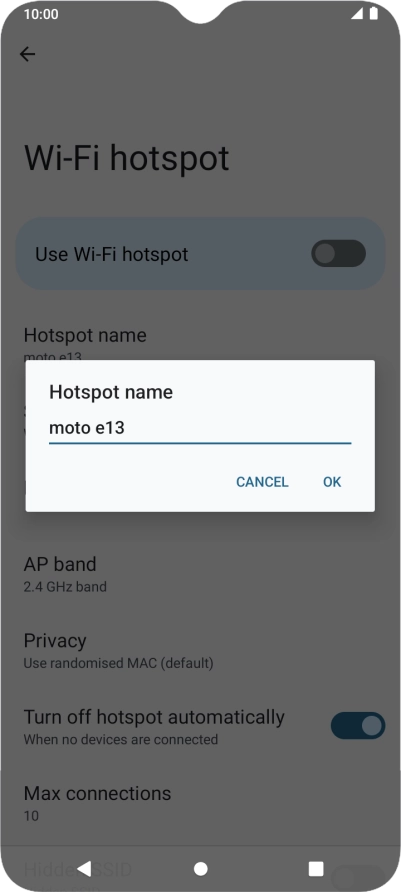 Key in the required Wi-Fi hotspot name and press OK. Key in the required Wi-Fi hotspot name and press OK.
