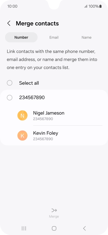 Press the field next to the required number.
