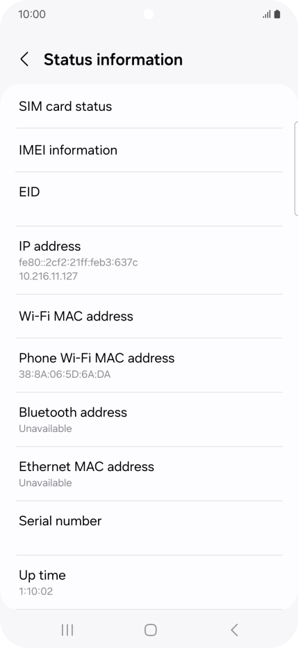Your phone's EID number is displayed below EID. Your phone's EID number is displayed below EID.
