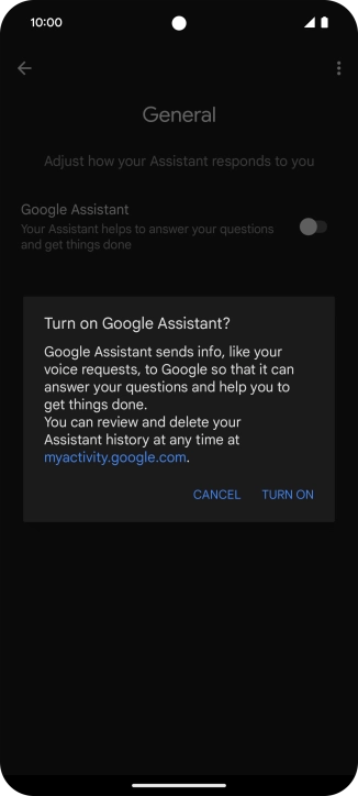 If you turn on the function, press TURN ON.