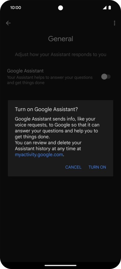 If you turn on the function, press TURN ON.