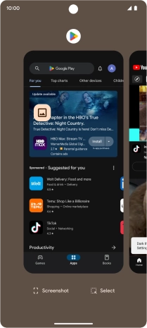 To end one running application, slide your finger upwards on the required application.