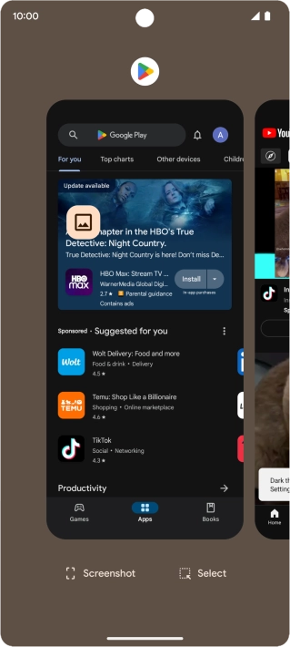 To end one running application, slide your finger upwards on the required application.