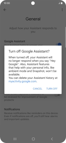 If you turn on the function, press TURN ON.