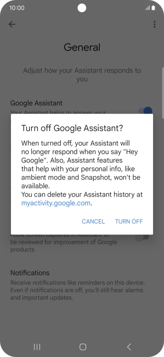 If you turn on the function, press TURN ON.