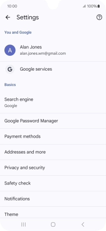 Press Privacy and security.