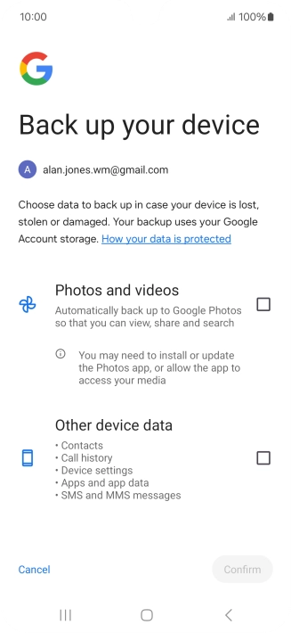 Press the fields next to the required data types to select them.