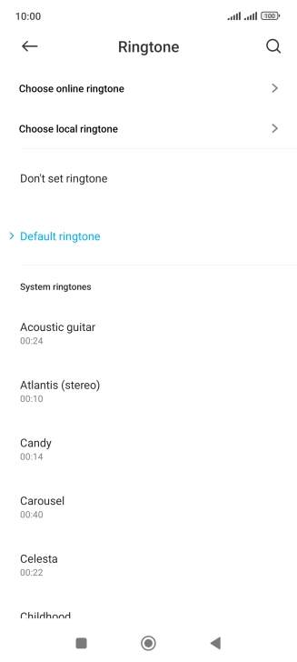 Press Choose local ringtone and go to the required folder.