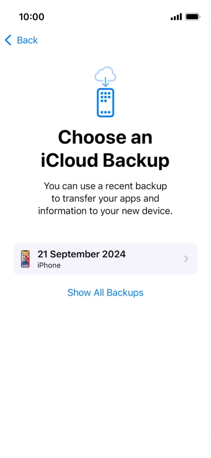 Press the required backup and your phone restores the content of the selected backup. Subsequently, follow the instructions on the screen to set up your phone and prepare it for use.