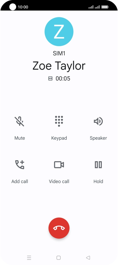 Press the end call icon.
