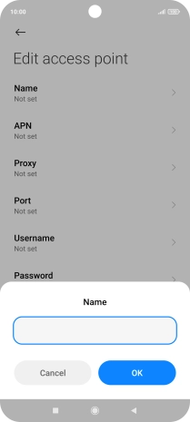 Key in Vodafone Internet and press OK.