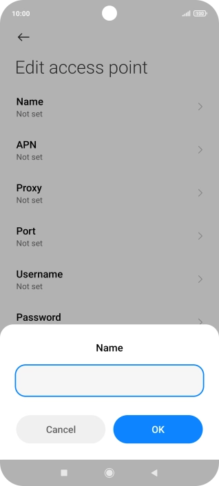 Key in Vodafone Internet and press OK.