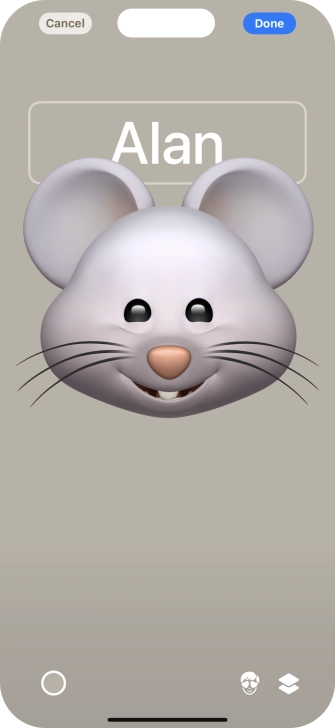 Press the name field and follow the instructions on the screen to select the required font and colour for your name on the Contact Poster. Press the name field and follow the instructions on the screen to select the required font and colour for your name on the Contact Poster.