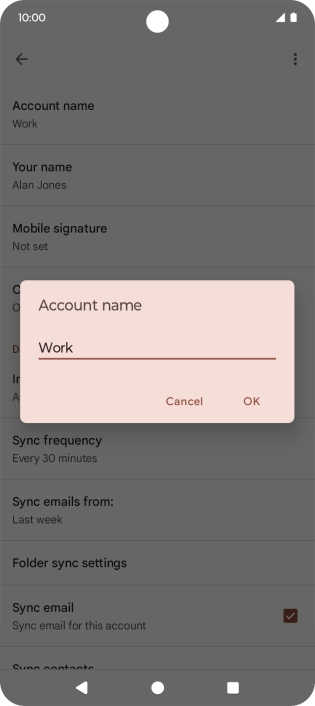 Key in the required account name and press OK.