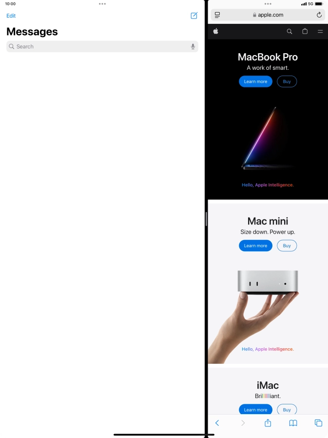 The applications are now displayed on a split screen.