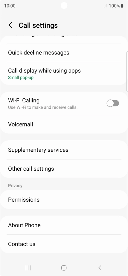Press Supplementary services.
