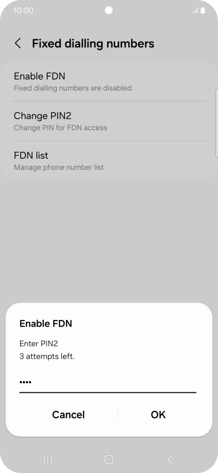 Key in your PIN2 and press OK. The default PIN2 is 1111.