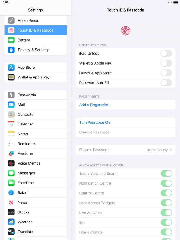 Press Add a Fingerprint... and follow the instructions on the screen to add your fingerprint. Press Add a Fingerprint... and follow the instructions on the screen to add your fingerprint.