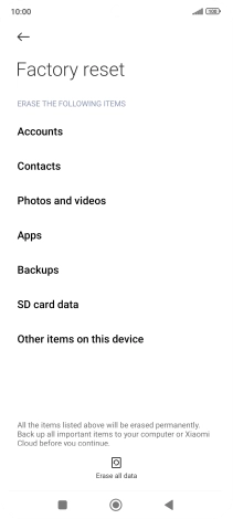 Press Erase all data.