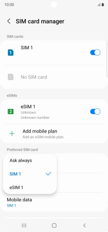 Press the required setting. Press the required setting.