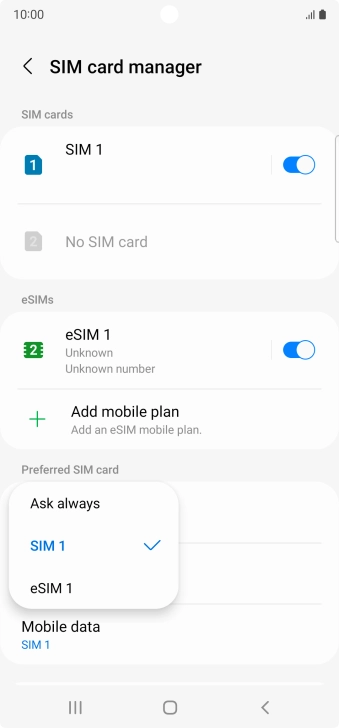 Press the required setting. Press the required setting.