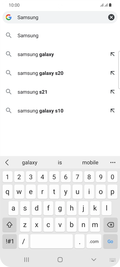 Key in the address of the required web page and press Go.