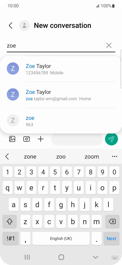 Press the required contact. Press the required contact.