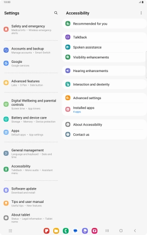Press TalkBack and follow the instructions on the screen to select the required settings.
