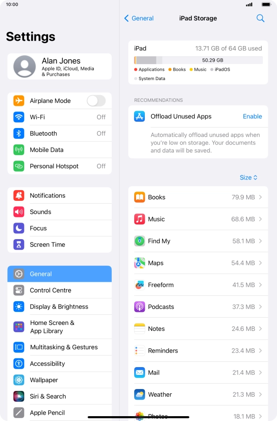 Press the required app.