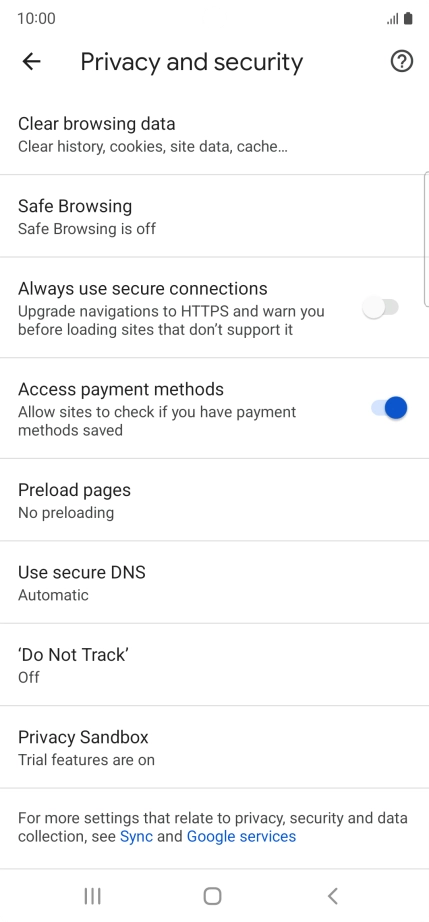 Press Clear browsing data.
