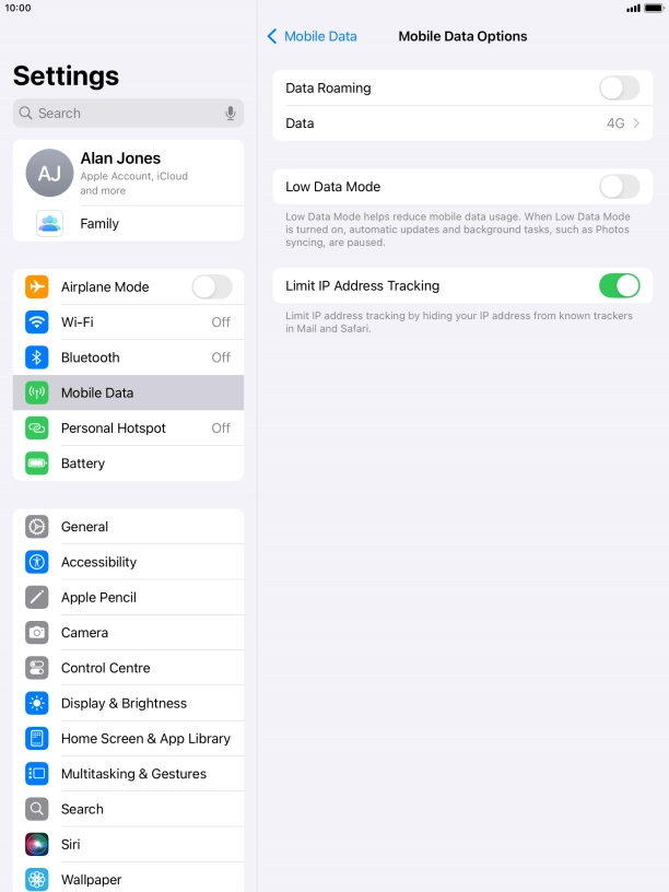 Press the indicator next to 
