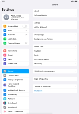 Press your Apple ID.