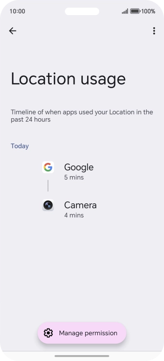 The total app activity for the selected phone function is displayed.